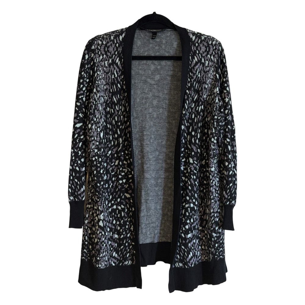 Lane Bryant Cardigan Womens 18/20 Black Animal Print Metallic Open Front Sweater
